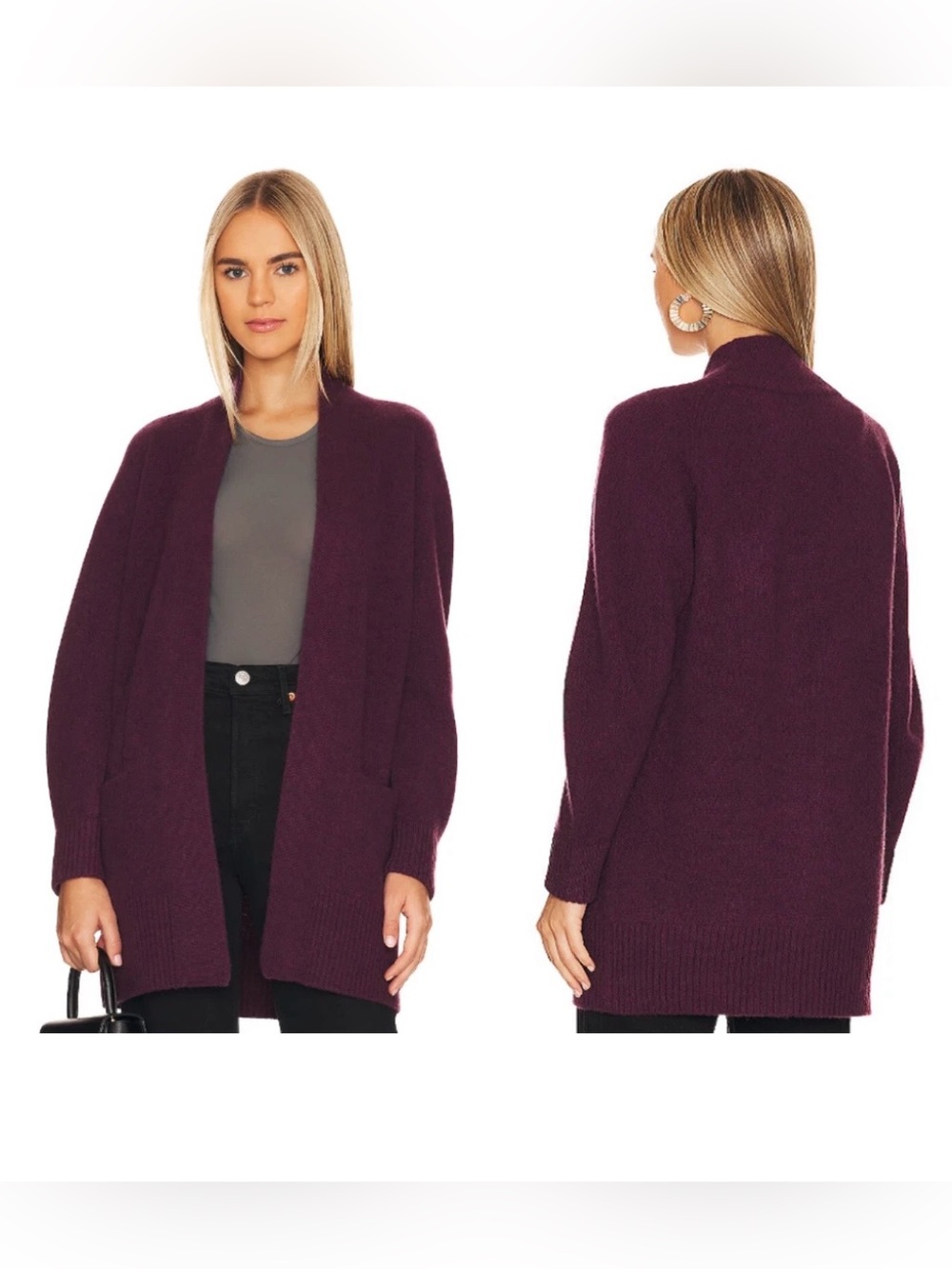 NWT Vince Super Soft Plush 100% Cashmere Cardigan in Plum Night Sz M